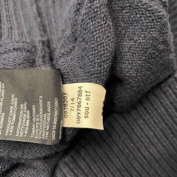 Tommy Hilfiger Lambswool Blend Winter Crew Neck Sweater Old Money Blue Men's L - Picture 7 of 9